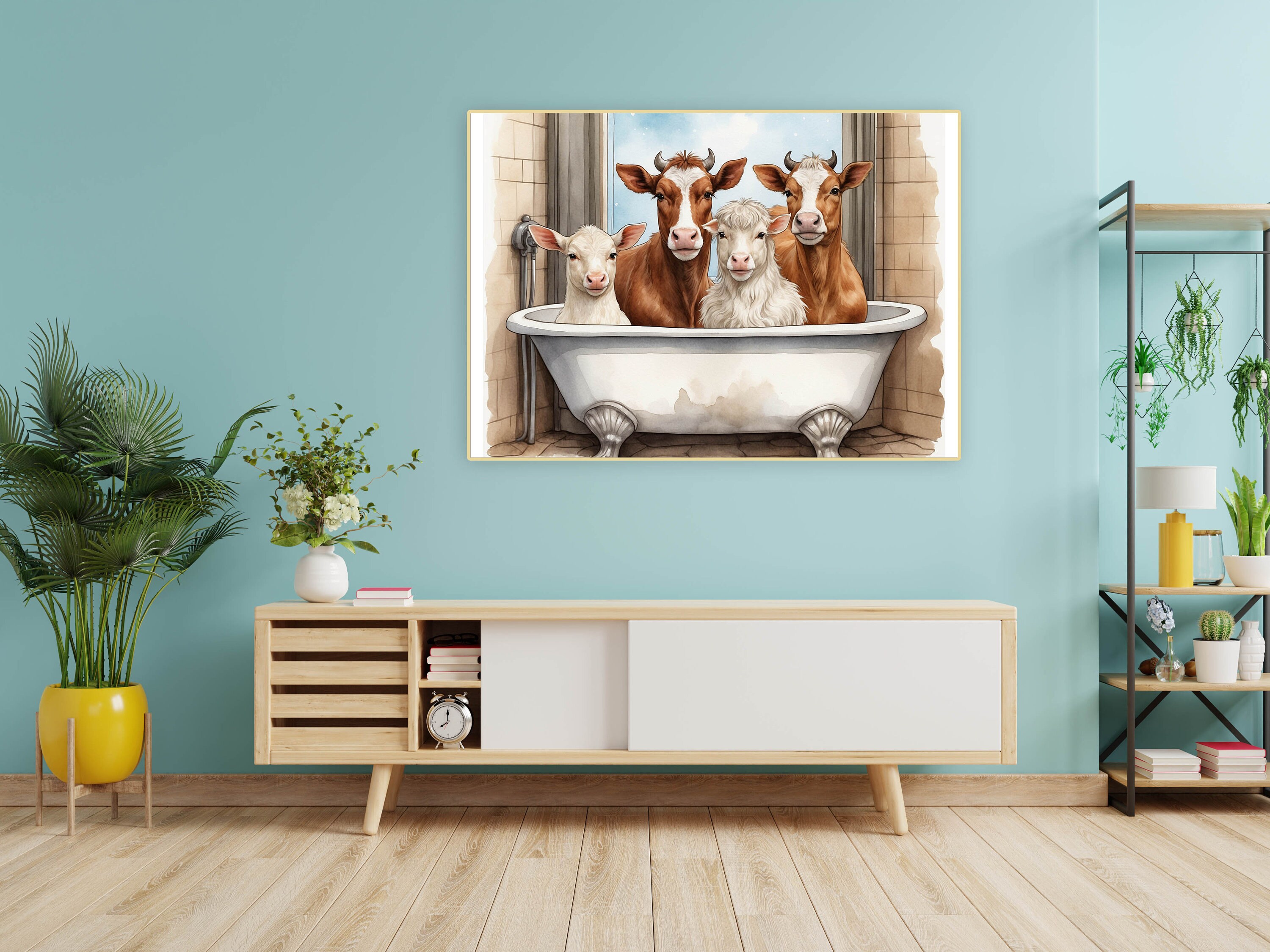 Farm Animals Digital Files Cute Animals in Bathtub Vintage Bathtub