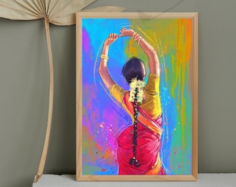 Colorful South Asian Art Print | Tamil Dancer (Digital Download)