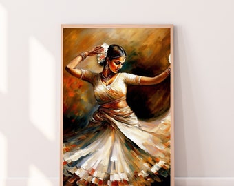 Kathak Dancer Watercolor Art Print: South Asian Decor (Digital Download)