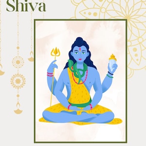 Lord Shiva Illustration | Hindu God Art | Shiva Art | Shiva Wall Decor | Hindu Artwork | Hindu Deities | Hindu God Shiva
