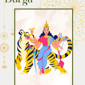 Goddess Durga Illustration | Hindu God Art | Durga Art | Durga Wall Decor | Hindu Artwork | Hindu Deities | Hindu God Durga