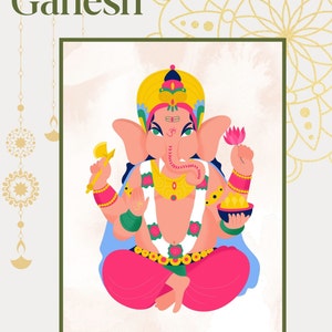 Lord Ganesha Illustration | Hindu God Art | Ganesh Art | Ganesh Wall Decor | Hindu Artwork | Hindu Deities | Hindu God Ganesha| Ganapathi