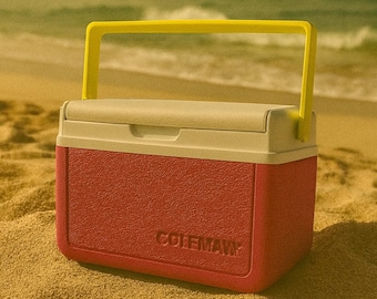 Vintage 90er Jahre Coleman Mini Cooler: Knalliges Pink & Gelbes Retro Tailgating