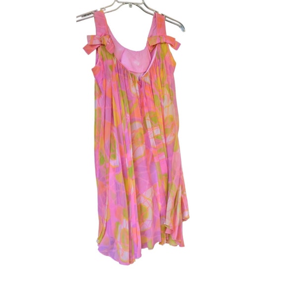 Dress 1969-75 Go Go Union Made Pink Green Psyched… - image 3