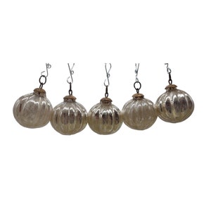 Adornos Kugel Repro Glass White Silver India 7 pulgadas de circunferencia imagen 1