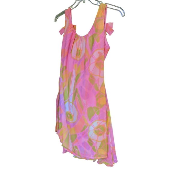 Dress 1969-75 Go Go Union Made Pink Green Psyched… - image 1