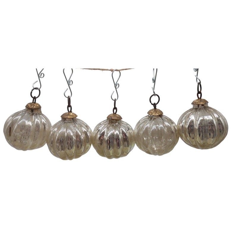 Adornos Kugel Repro Glass White Silver India 7 pulgadas de circunferencia imagen 4