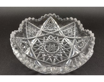 Bowl Early American Pattern Glass  Sawtooth Hobstar Crosshatching