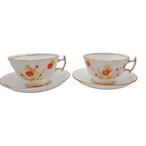 Cup and Saucer Woodlands Bone China Hand Painted Floral