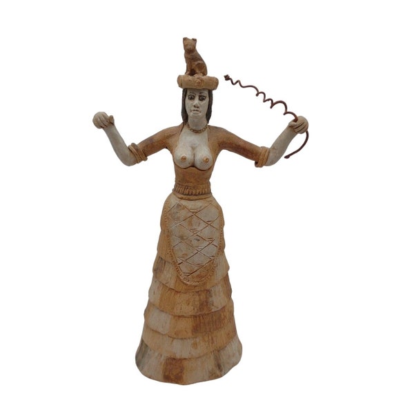 Minoan Statuette Replicate Goddess Knossos Clay Hand Made