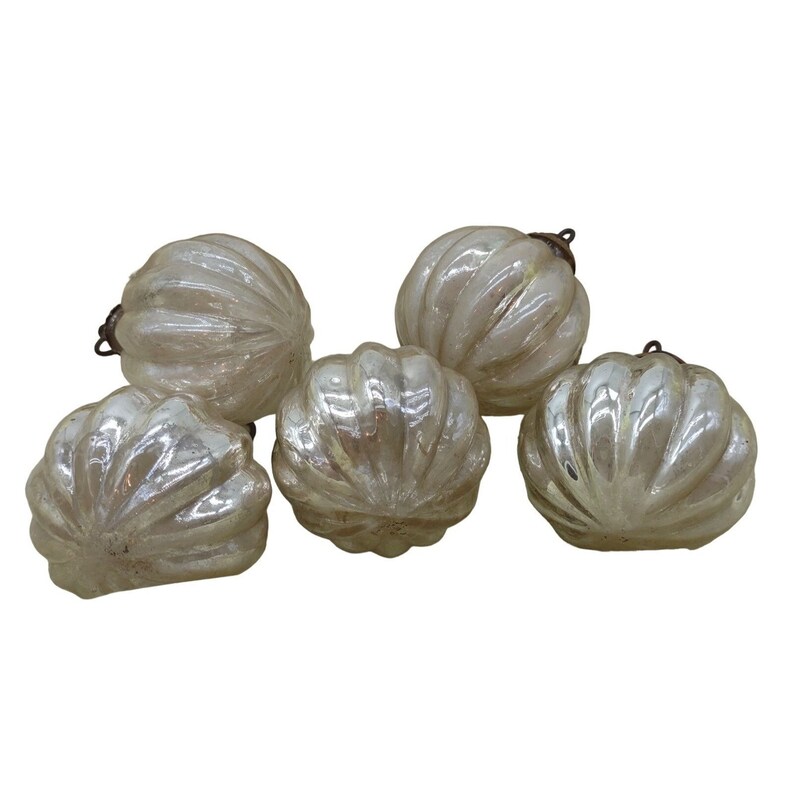 Adornos Kugel Repro Glass White Silver India 7 pulgadas de circunferencia imagen 5