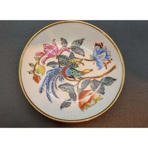 Porcelain and Brass Cased Bowl Vintage China Hand Painted Wall Decor