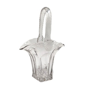 Wedding Basket Pressed Glass With Slight Lavender Hue Handle Etched Vintage