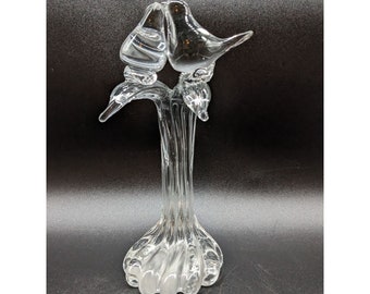 Pájaros Arte Cristal Vidrio Amor Pájaros en Cascada Vidrio Transparente Glowy