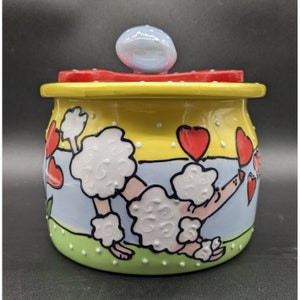 Dog Treat Canister Whimsy Boston Warehouse 2002 Debby Carman Poodle and Hound