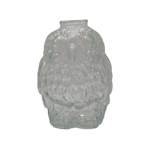 Owl Bank Clear Glass Vintage Wise Old Owl No Coin Exit