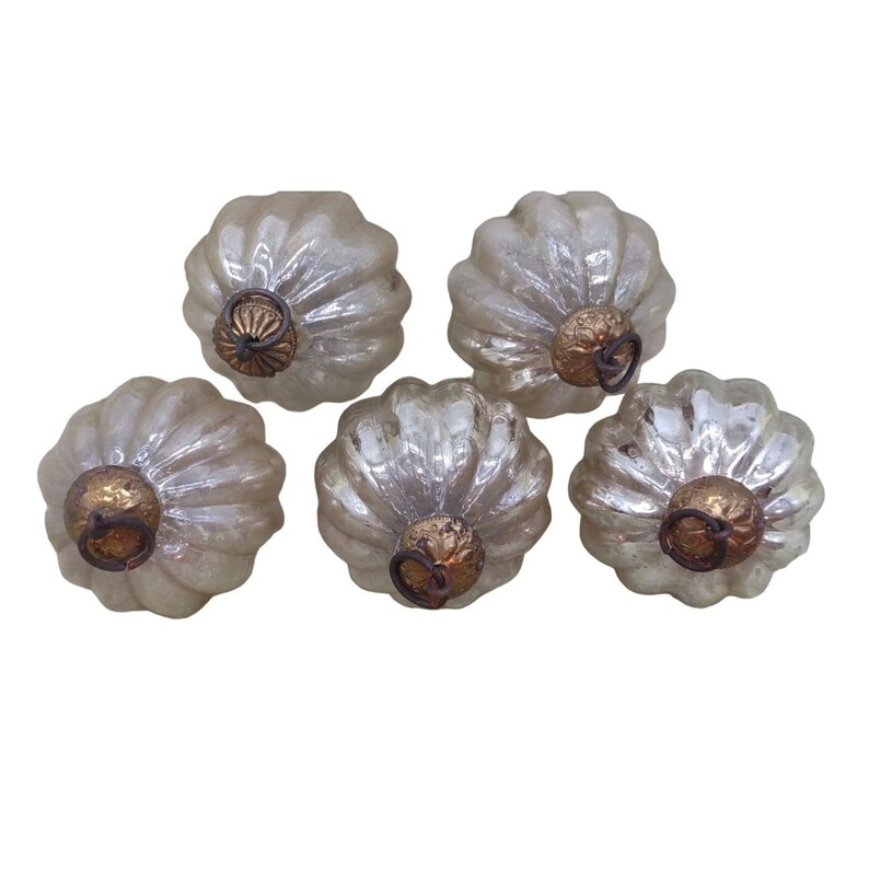 Adornos Kugel Repro Glass White Silver India 7 pulgadas de circunferencia imagen 6