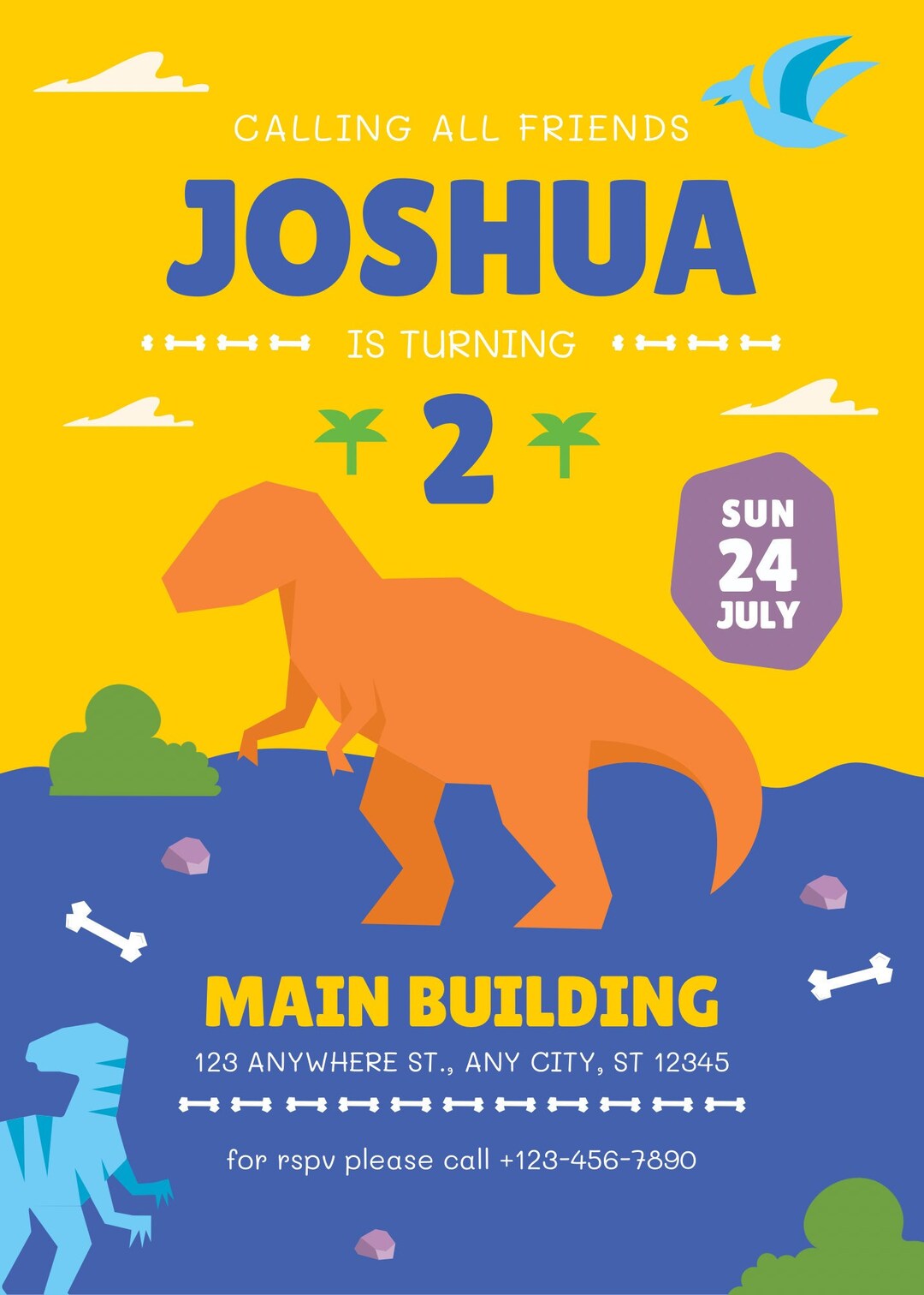 Kids Dinosaur Party Invitation Etsy