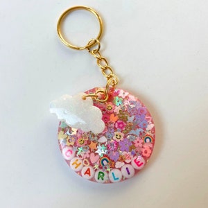 Sparkle Resin Key Chain, Name Keychain, Glitter Resin Keychain, Personalized Keychain