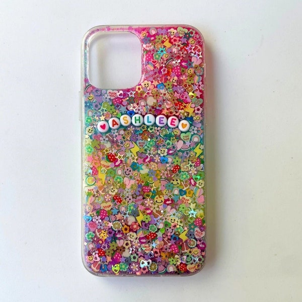 Happy Sparkle Resin iPhone/Android Case, Sparkly iPhone Case, Glitter iPhone Case, Sparkly Android Case, SS Galaxy Case, Multicolor Case