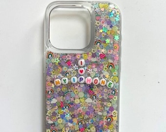 Soft Rainbow Sparkle Phone Case: Personalized Sparkly Resin Phone Cover