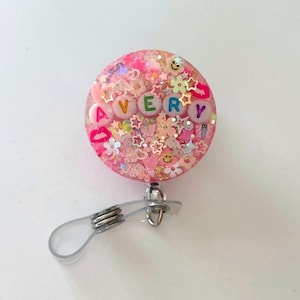 Pink Sparkle Badge Reel, Pink Badge Reel, Nurse Badge Reel, Glitter Badge Reel