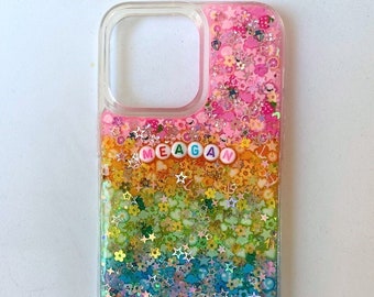 Rainbow Sparkle Resin Phone Case: Sparkly iPhone/Android Cover