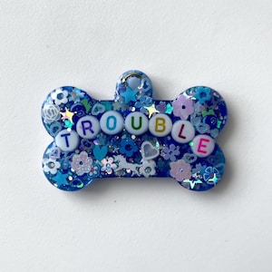 Sparkle Blue Resin Pet ID Tag, Glitter Pet Tag, Made-to-Order Pet Tag, Personalized Pet Tag