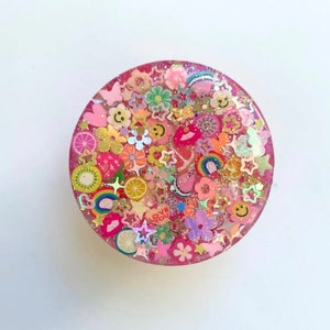 Fuchsia Sparkle Phone Grip, Phone Grip, Glitter Phone Grip, Resin Phone Grip