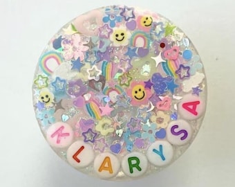 Iridescent Glitter Resin Phone Grip: Sparkle Phone Stand