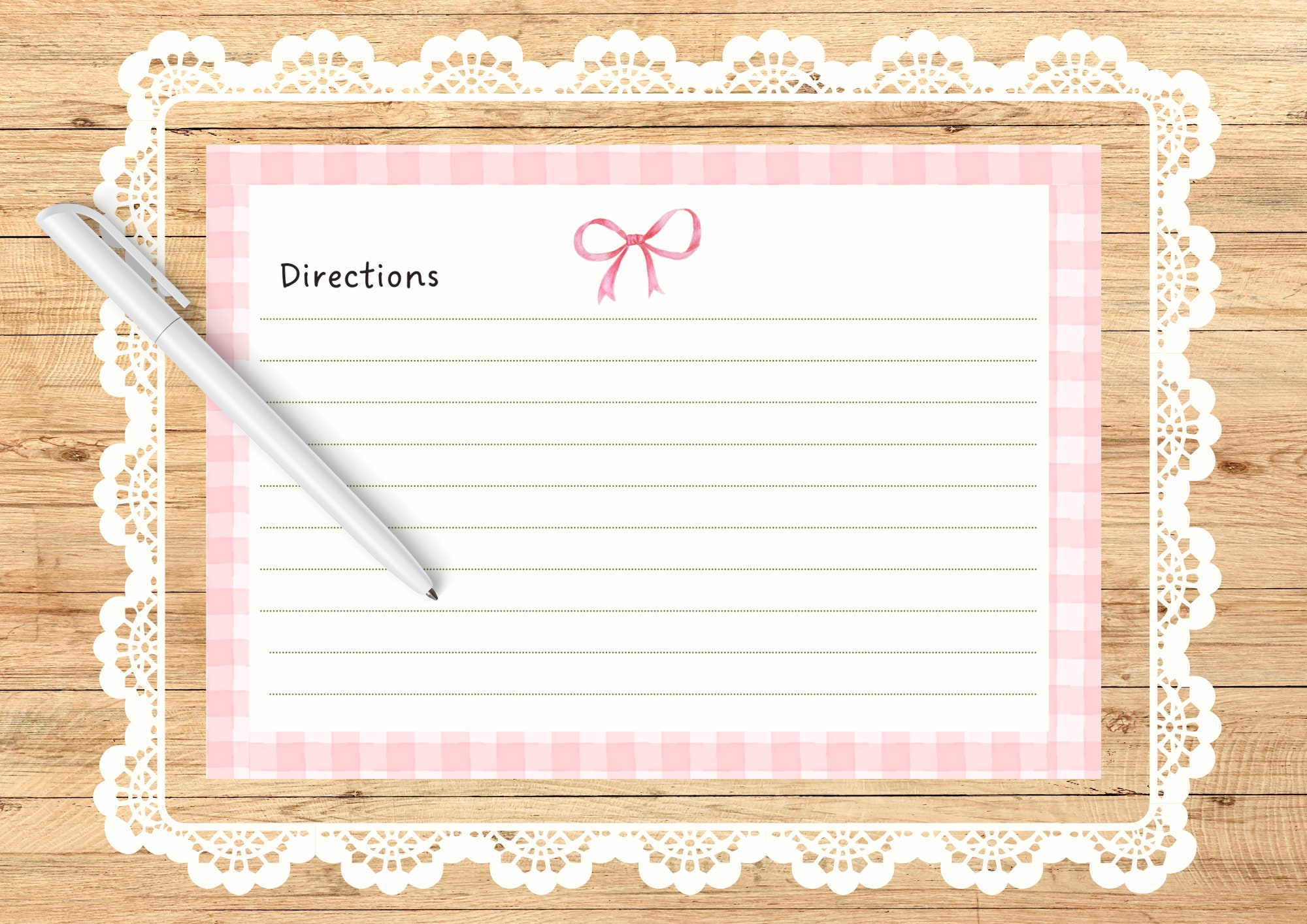 Coquette Bow Printable Recipe Cards - Etsy