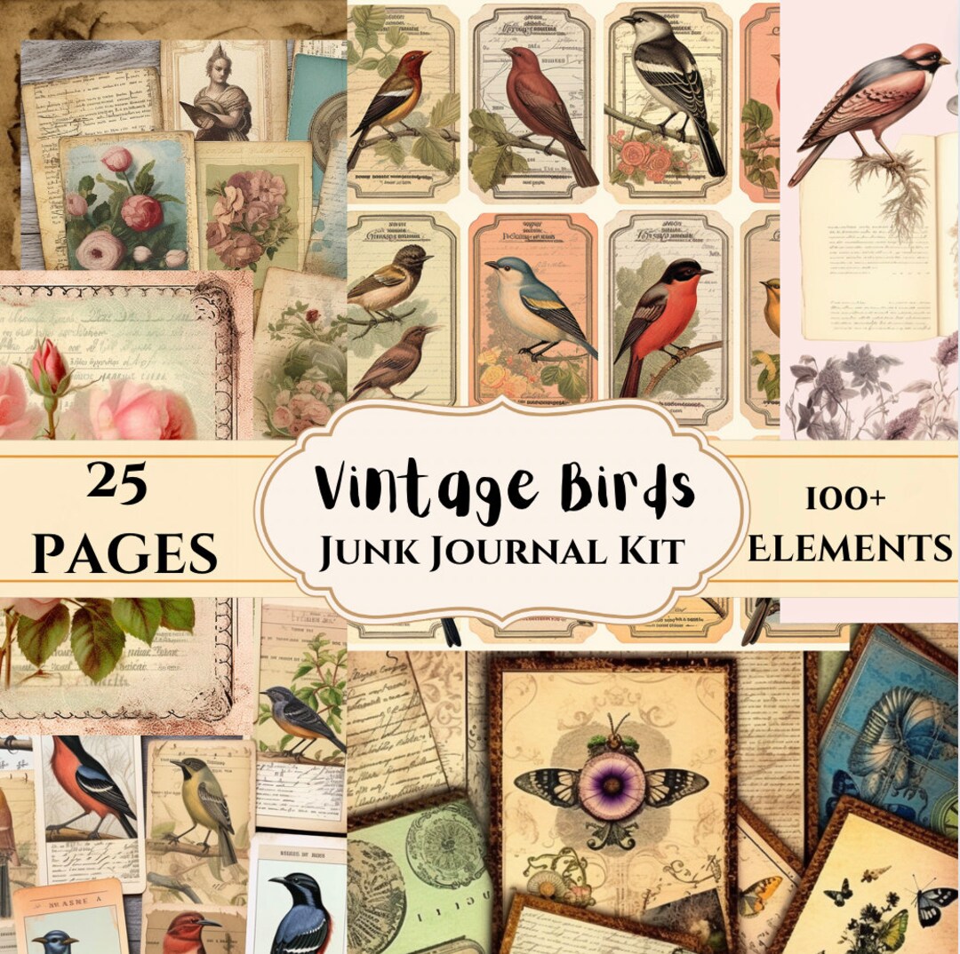 Vintage Birds Junk Journal Kit: Scrapbooking Ephemera (digital Download ...