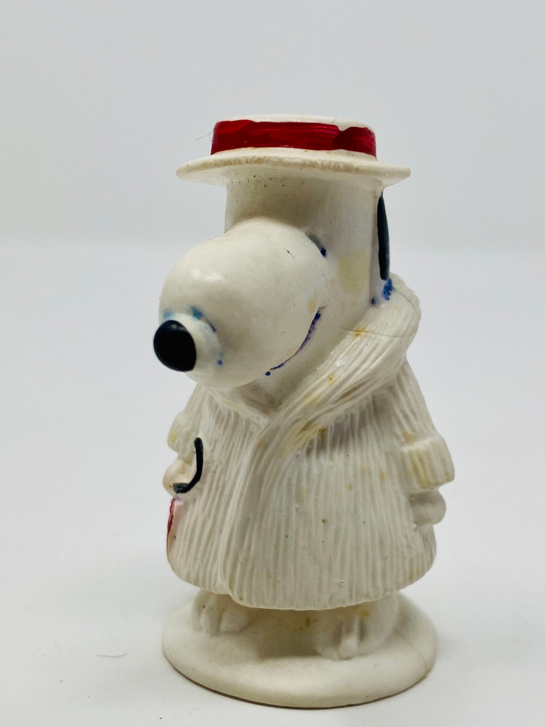 Snoopy in Fur Coat With Cane Rubber Figure From 1965 by United Feature