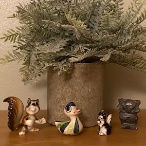Vintage Miniature Animal Figures, Tiny Creatures for Decor, Squirrel, Duck, Skunk, Owl, Bone China, Ceramic, Soapstone - U Pick