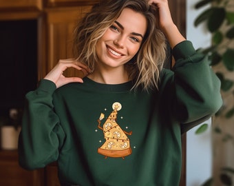 Christmas Tree Sweatshirt, Pizza Sweatshirt, Funny Pizza Sweatshirt, Christmas Pizza, Christmas Sweatshirt, Christmas Gift, Funny Christmas