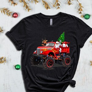 Santa's Monster Truck T-shirt, Santa Shirt, Xmas Shirt for Boys, Santa ...
