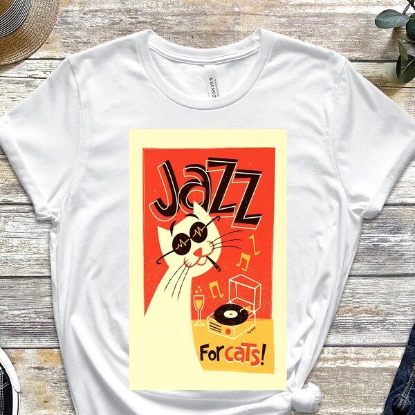 Jazz For Cats, Cat Shirt, Kitty Shirt, Jazz Shirt, Cool Music Tee, Real Music Shirt, Musician Shirt, Album Shirt, Unisex Shirt