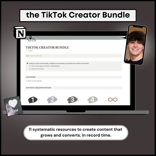 NEW: 2024 TikTok Creator Bundle | Notion | 11 Resources for Small Business Marketing | 8 Content Templates | Coach and Entrepreneur Scripts