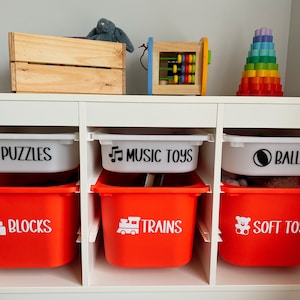 Étiquettes de stockage de jouets personnalisées | Organisation de salle de jeux | Décalcomanies Trofast IKEA | Étiquettes de jouets personnalisées | Étiquettes en vinyle personnalisées | Chambre des enfants