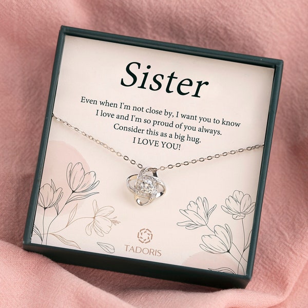 Sister Love Knot Sterling Silver Necklace, Gift For Sister