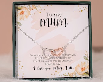 To My Mom Necklace | Mothers Day Gift from Daughter, Mom Necklace, Mom Birthday Gift from Daughter, Mom Gift from Son,Double Heart Necklace