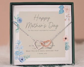 Mom Necklace Gift, Mother's Day Gift, Gifts for Mom, Mom Necklace, Mother Necklace, Mother's Day, Double Heart Necklace