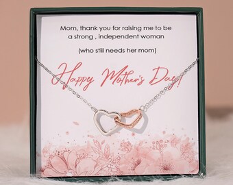 Mom Necklace Gift, Mother's Day Gift, Gifts for Mom, Mom Necklace, Mother Necklace, Mother's Day, Double Heart Necklace