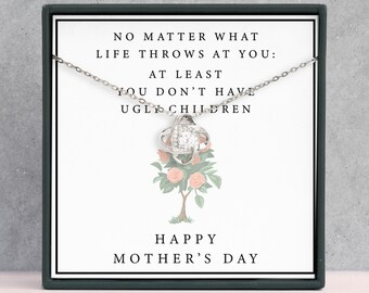 Mom Gift From Daughters/Sons Necklace, Mother's Day Gift, Gifts for Mom, Mom Necklace, Mother Necklace, Love Knot Pendant