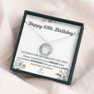 60th Birthday Gift For Women - 60th Birthday Gift For Her - 60 Birthday For Grandma, Interlock Rings,Six Rings Six Decades Necklace