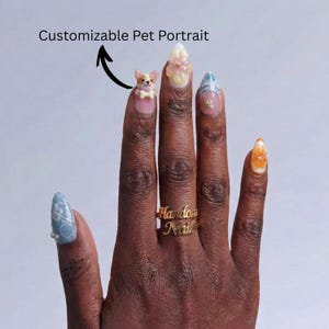 Personalized Pet Press On Nails, 3D Dog Portrait Summer Beach Nails, Ocean Starfish Shell, Handmade Gel Fake Nails, Custom Dog Nails