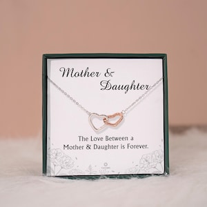 Mother & Daughter Necklace, Birthday Gift Jewelry For Mom and Daughter, Mother Daughter Gift, 2 Interlocking Hearts