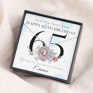65th Birthday Gift For Women - 65th Birthday Gift For Her - 65 Birthday For Grandma, Interlock Rings,Six Rings Six Decades Necklace
