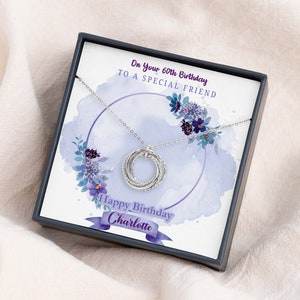 60th Birthday Gift For Women - 60th Birthday Gift For Her - 60 Birthday For Grandma, Interlock Rings,Six Rings Six Decades Necklace