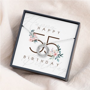 55th Birthday Gift For Women - 55th Birthday Gift For Her - 55 Birthday For Mom, Interlock Rings,Five Rings Five Decades Necklace